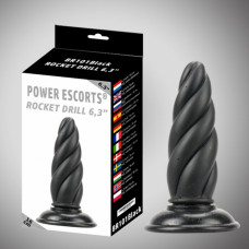 Power Escorts Rocket drill 6,3 inch black  big anal plug 6,3 inch / 16 cm