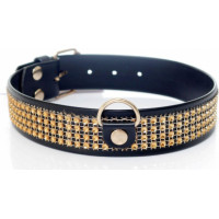 Fetish B - Series Collar with crystals 3 cm gold