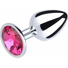 Fantasy Silver Medium Butt Plug with Pink Diamond