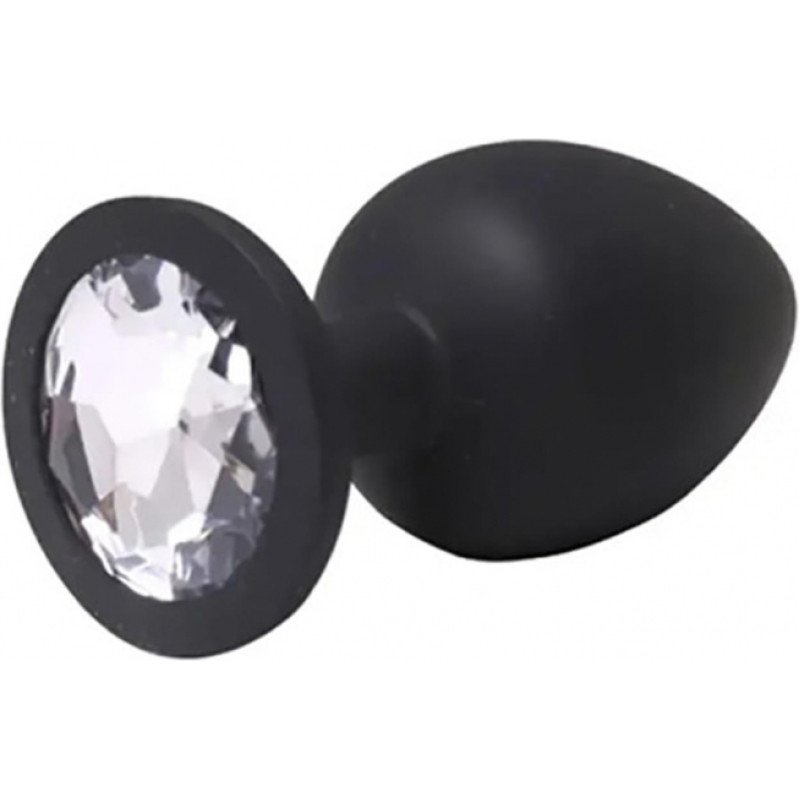 Fantasy Black large butt plug with white crystal