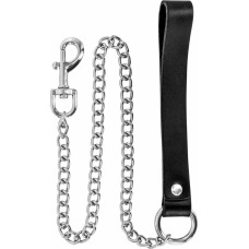 Fetish Premium METAL LEASH WITH COW LEATHER WRIST