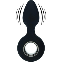 Levelz Vibrating Silicone Anal Plug with Loop - Black