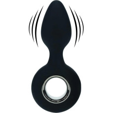 Levelz Vibrating Silicone Anal Plug with Loop - Black