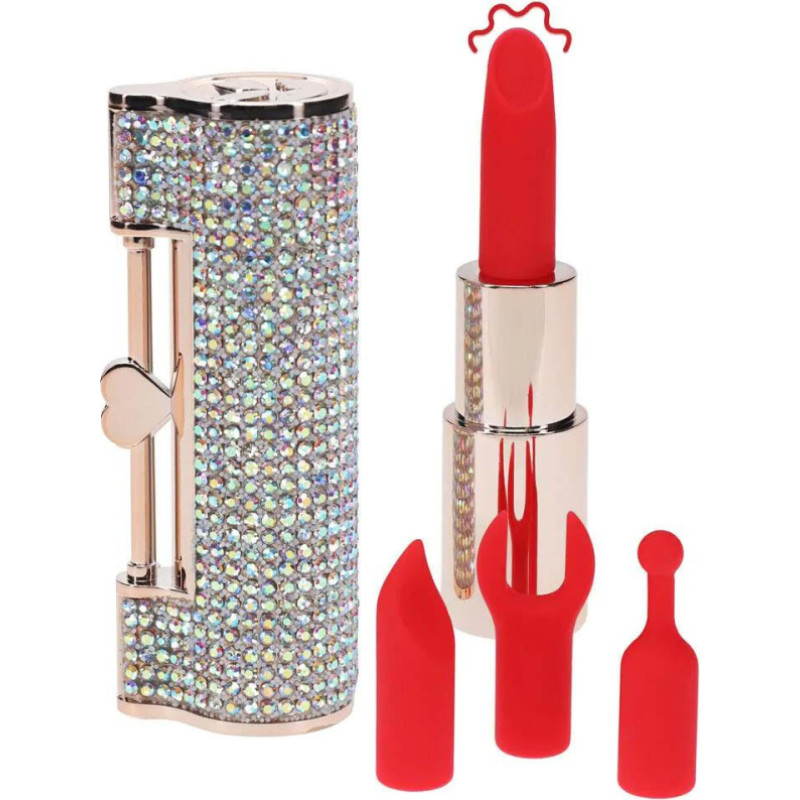 Loveline Diamond - Lipstick Vibrator with 4 Attachments - Iridescent