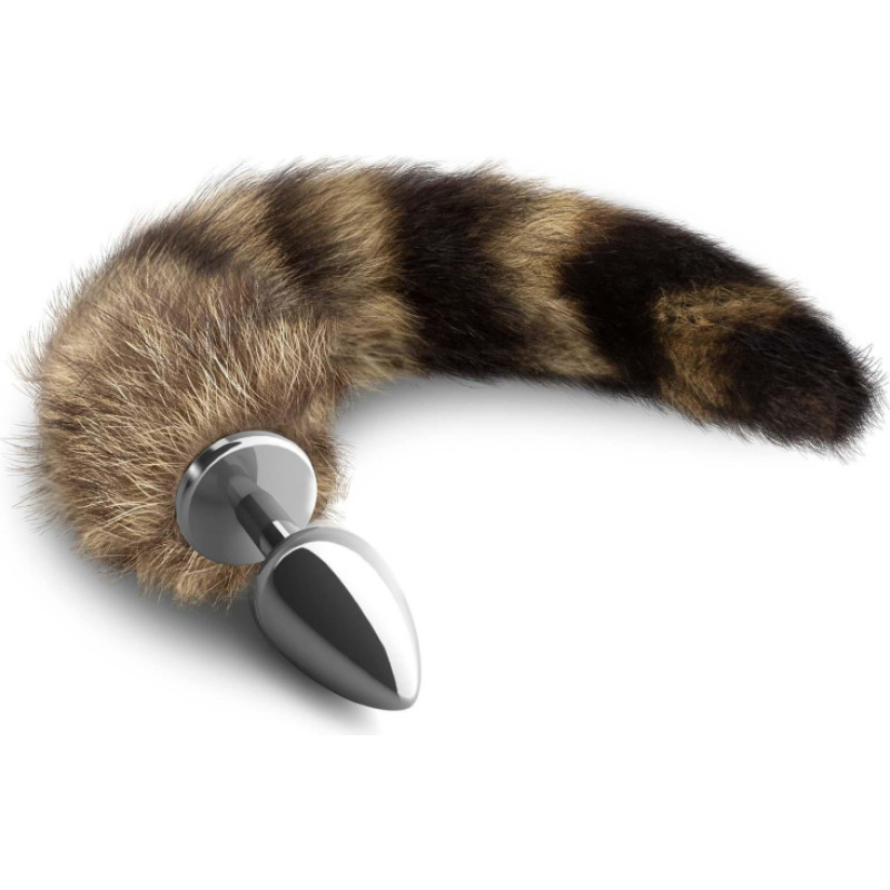 Crushious Foxy Silver — Plug Anal de Metal un Cola — Plata/Marrón