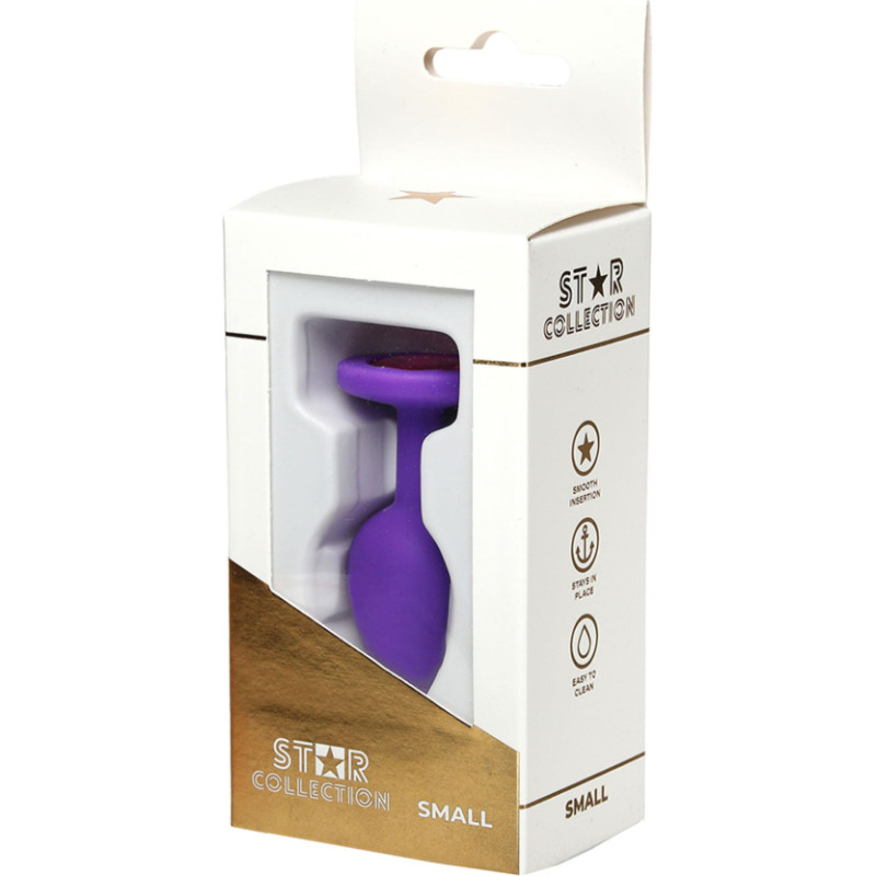 Star Collection - Purple Silicone Anal Plug S - Pink Stone