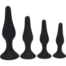 Levelz Slim Silicone Anal Plug Set of 4 - S/M/L/XL - Black