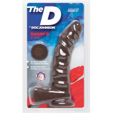 Doc Johnson Ragin' D ar bumbiņām - 9'' / 22 cm - Šokolādes