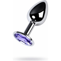 Metal By Toyfa Silver anal plug with gem, blue