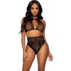Leg Avenue Halter Crop Top and High Waist Thong Panty