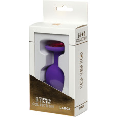 Star Collection - Purple Silicone Anal Plug L - Pink Stone