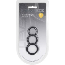 Levelz By Shots Classic Silicone Cockring Set of 3 - XS/S/M - Black
