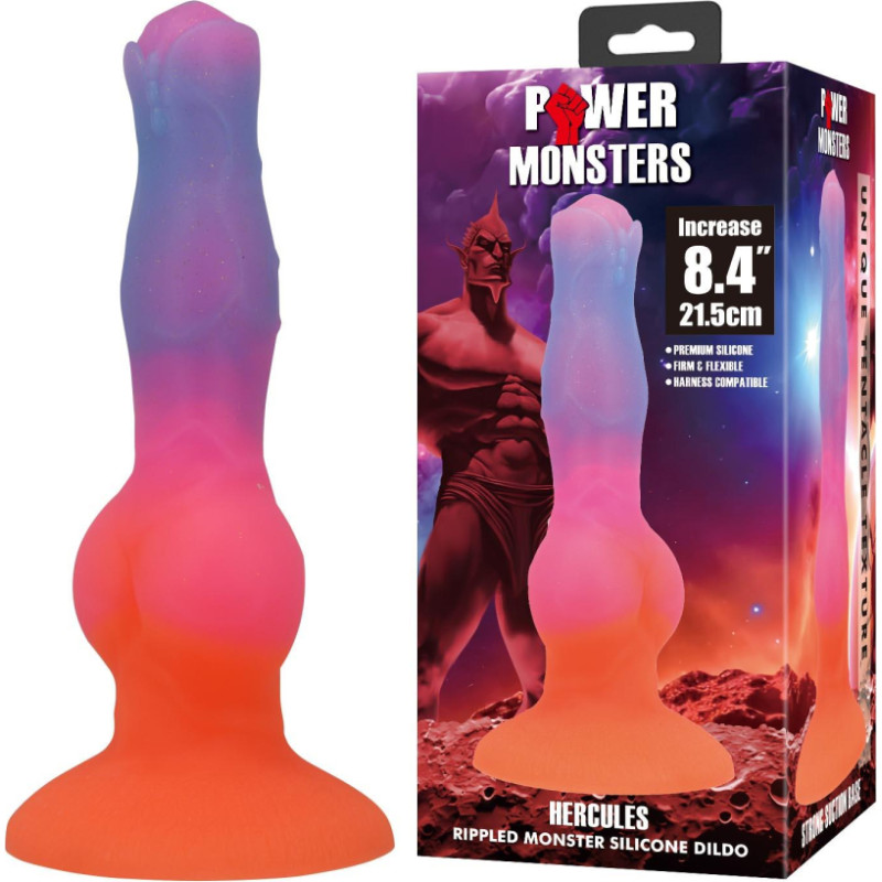 Power Monsters Hercules – 21.5 cm Rippled Monster Silicone Dildo