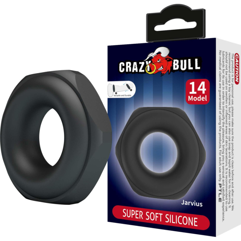 Crazy Bull Jarvius Super Soft Silicone Cock Ring – Black