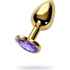 Metal By Toyfa Anal plug Metal by TOYFA, metal, gold, with purple crystal, 7 cm, O 2.7 cm