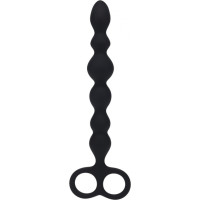 Levelz By Shots Silikona anālā zonde ar pērlītēm un dubultu rokturi - melna