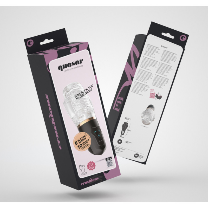 Crushious Quasar - Uzlādējams Masturbators ar Piesūcekni - Caurspīdīgs