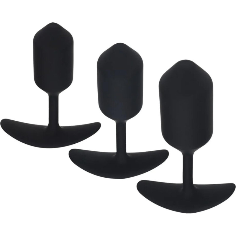 Levelz Silicone Weighted Anal Plug Training Set of 3 - Black