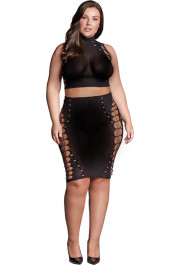 Le Désir Kala XXXVII - Two Piece with Turtleneck, Crop Top and Skirt - Plus Size