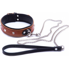 Whips Collections Wiązania-WHIPS obroża damska ze smyczą, koniakowa