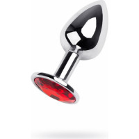 Metal By Toyfa Silver anal plug TOYFA Metal,with a red gem