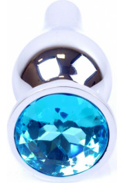 B - Series Heavyfun Plug-Jewellery Silver BUTT PLUG- Light Blue