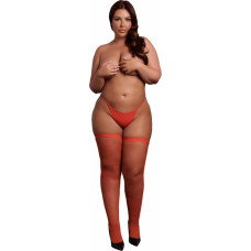 Le Désir Shimmering Thigh High Stockings - Plus Size - Red/Gold Glitter
