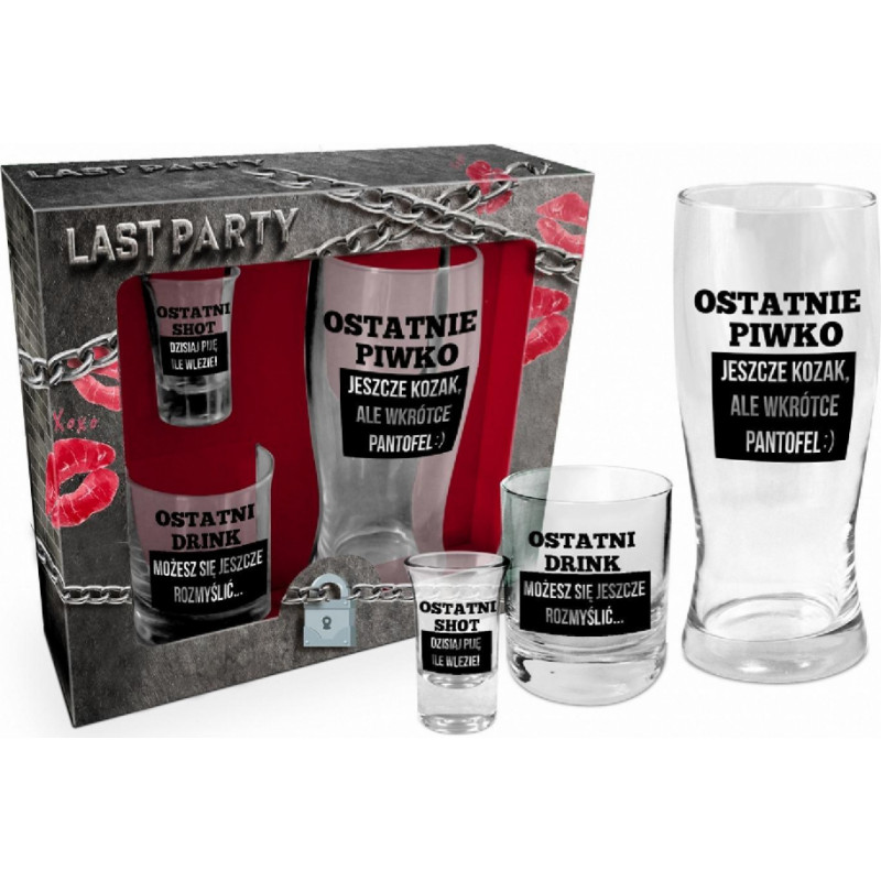 Bgtech NIEZBĘDNIK KAWALERSKI-zestaw: szklanka do piwa 400ml, szklanka do whisky 270ml, kieliszek do wódki 35ml (czarny)