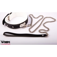 Whips Collections Wiązania - Obroża damska ze smyczą, biała