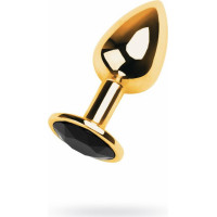 Metal By Toyfa Golden anal plug TOYFA Metal,with a tourmaline colored gem