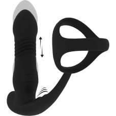 Levelz Vibrating and Thrusting Silicone Prostate Massager with Tri O Cockring - Black
