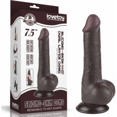 Lovetoy 7.5'' Sliding Skin Dual Layer Dong Black