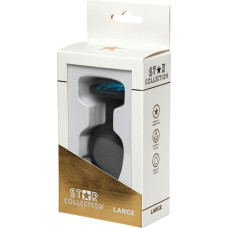 Star Collection - Black Silicone Anal Plug L - Light Blue Stone