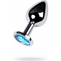 Metal By Toyfa Silver anal plug with gem, turquoise