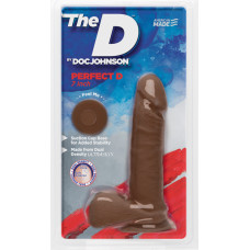 Doc Johnson Perfect D - reālistisks ULTRASKYN dildo ar bumbiņām - 7/18 cm - šokolādes krāsā