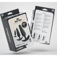 Crushious Tic Tac Toe — Set de Entrenamiento de Tapones Anales — Negro