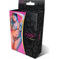 Magic Silk Krūštura un stringu komplekts ar lencītēm - 2x - melns