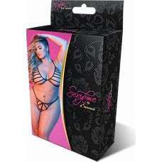 Magic Silk Krūštura un stringu komplekts ar lencītēm - 2x - melns