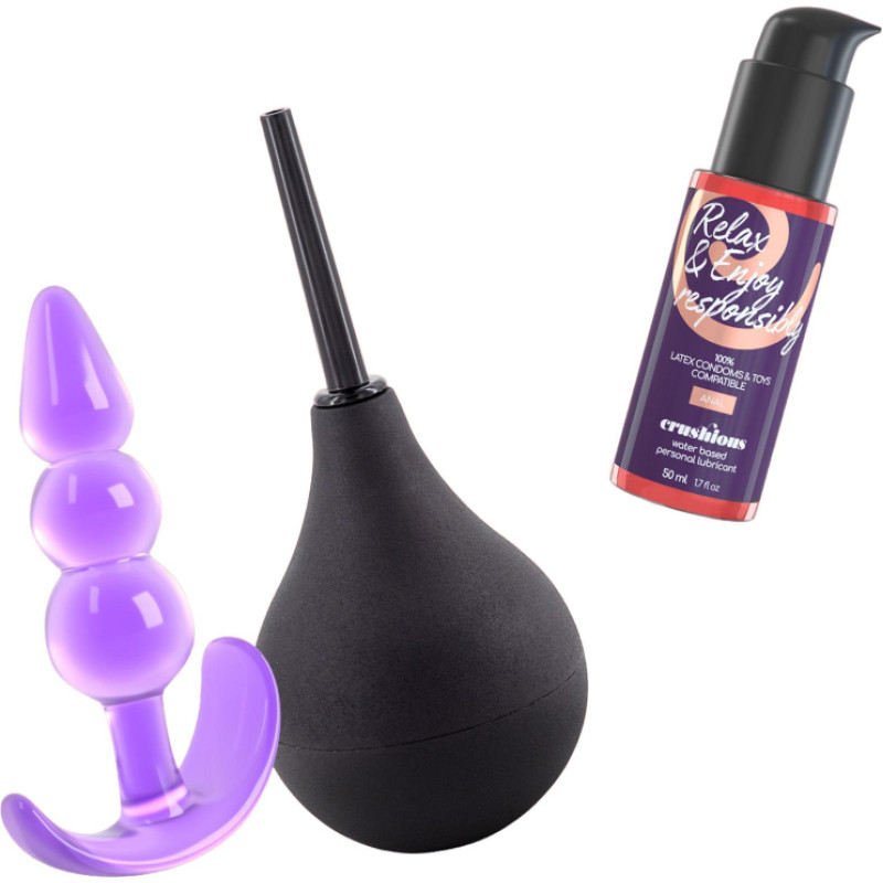 Crushious EXPLORER ANAL DOUCHE 90ML WITH ANAL LUBRICANT 50ML AND THE PLUNGER ANAL PLUG