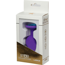 Star Collection - Purple Silicone Anal Plug L - Light Blue Stone