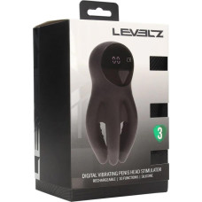 Levelz By Shots Digital Vibrating Silicone Penis Head Stimulator with Tentacles - Black