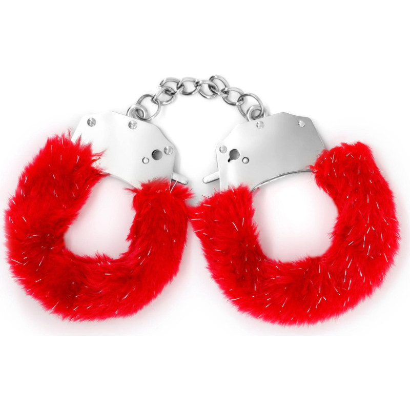 Crushious SPANGLE METAL CUFFS WITH PLUSH RED