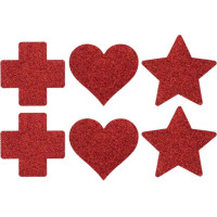 Le Désir Nipple Cover Set - Cross Star Heart - Red