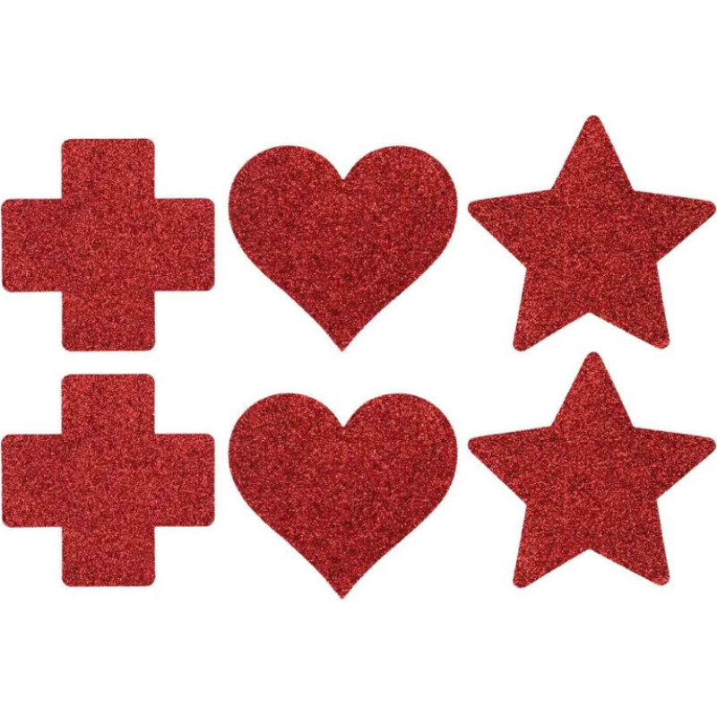 Le Désir Nipple Cover Set - Cross Star Heart - Red