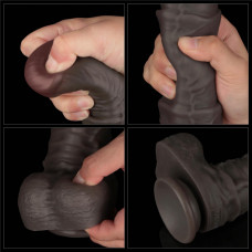 Lovetoy 16'' Dual Layered Bendable Silicone Cock XXL(Black)