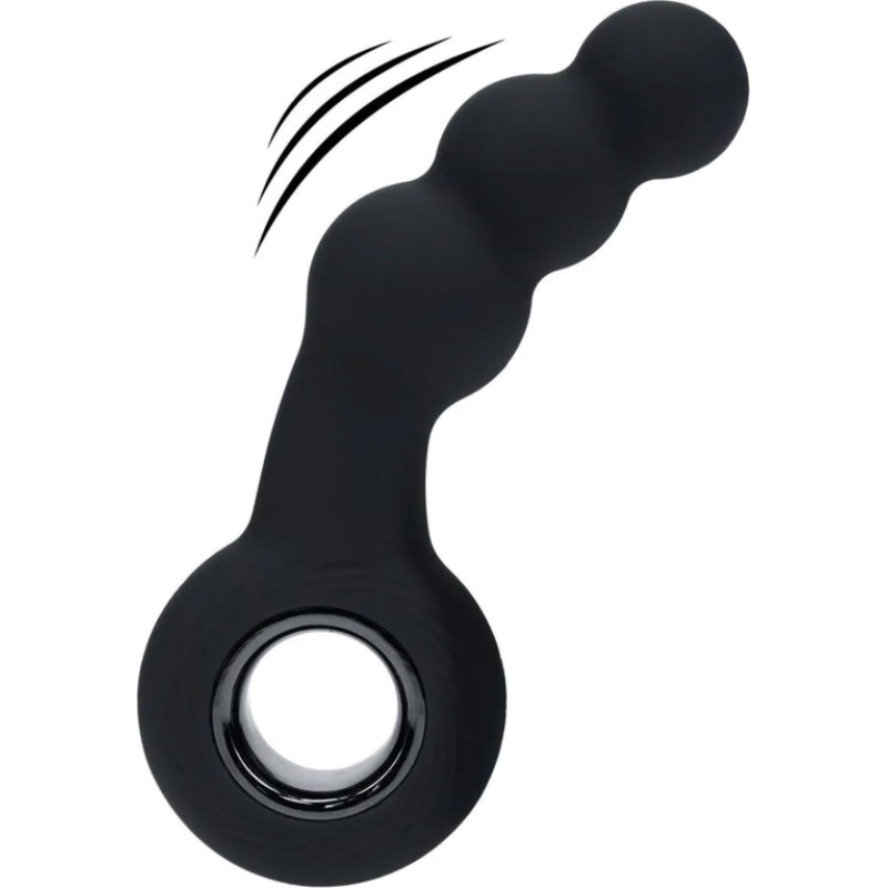 Levelz Vibrating Beaded Silicone Prostate Massager with Loop - Black