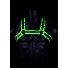 Ouch! By Shots Bulldog Harness with Buckle - Glow in the Dark - S/M