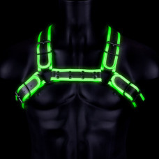 Ouch! By Shots Bulldog Harness with Buckle - Glow in the Dark - S/M