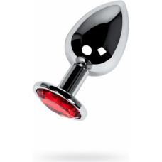 Toyfa Silver anal plug TOYFA Metal with red round-shaped gem,