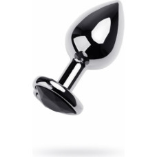 Toyfa Silver anal plug TOYFA Metal with black heart-shaped gem, length 7 cm, diameter 1,8-3,3 cm, weight 92 gr